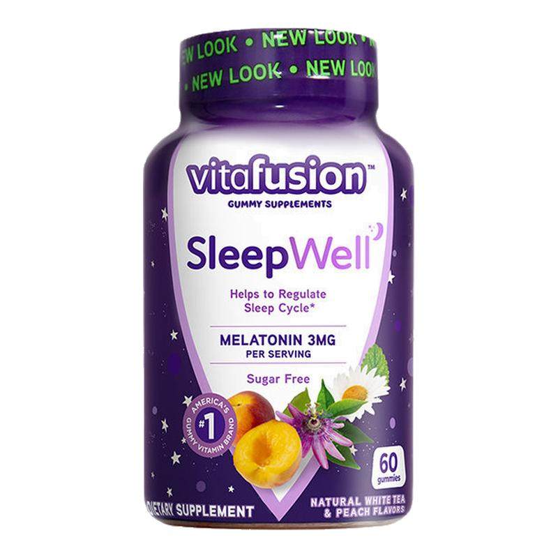 特价美国Vitafusion褪黑素安瓶助眠学生软糖睡眠倒时差退黑素60粒