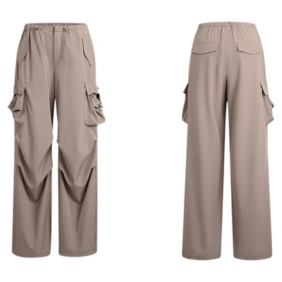 A21女装宽松弹力阔腿梭织长裤