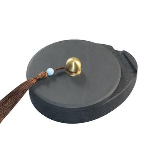 原石多功能带盖砚台经典太极歙砚水波纹文房四宝学生墨池墨碟墨海