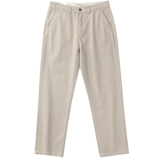 春秋直筒长裤美式休闲Chino工装复古简约米白色卡其纯棉休闲裤男