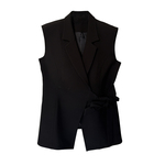 别致设计感平驳领系带西装马甲女大码胖mm宽松2026春新款马甲无袖