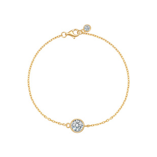 正品18K金培育钻石一克拉圆钻泡泡手链女经典单钻叠戴款真钻手饰