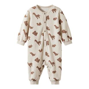 【新品上新】嫚熙婴儿连体衣山茶花华夫格宝宝连身衣爬服透汽哈衣