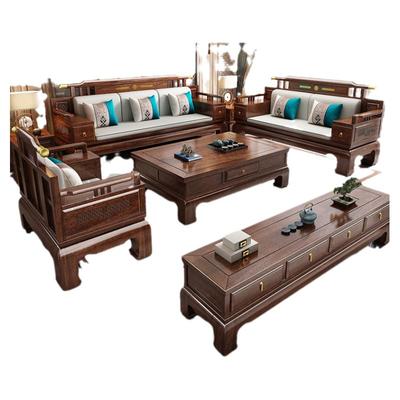 新中式乌金木红木沙发冬夏两用