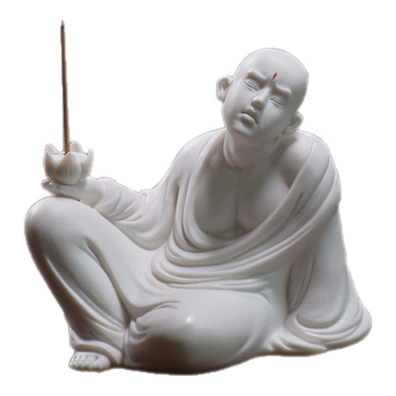 中式陶瓷弄艺香插摆件人物