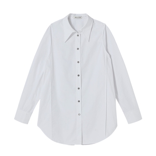 100棉/MSLAN26春 时尚简约衬衣通勤风大廓型白色衬衫MFCN005