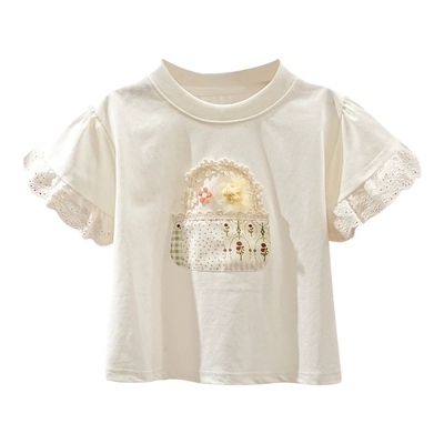 法国轻奢童装女童夏季短袖t恤时髦儿童2026新款半袖宝宝洋气上衣