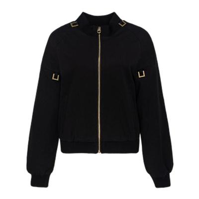 HAVVA通勤好穿搭立领短外套精致显瘦黑色女士上衣2026春季W3-2833