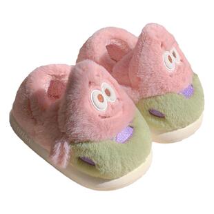 细细条 毛绒绒可爱小鲸鱼儿童棉拖鞋冬季男童女童亲子时尚家居鞋