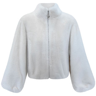 霜雪珍珠丨仿水貂毛皮毛一体外套个小子短款貂环保皮草大衣8815