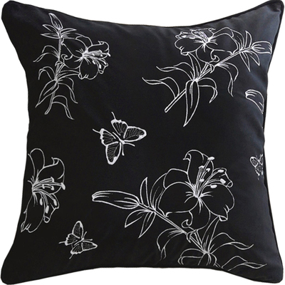 黑白刺绣高级感沙发抱枕靠垫轻奢