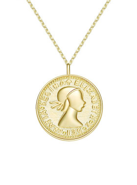 bm硬币项链复古女神图像ins风