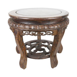 加高实木底座圆形佛像酒坛鱼缸奇石头盆栽摆件花盆木托盘底座托架