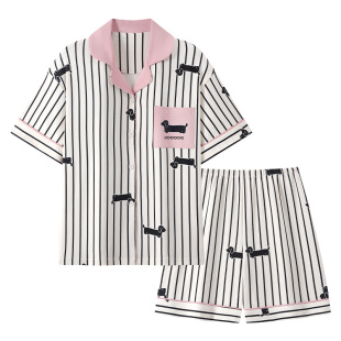 波点KT猫睡衣女款夏季纯棉短袖套装奶fufu全棉女士大码家居服外穿