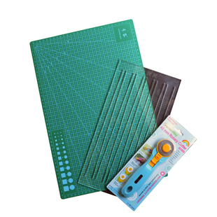 扁皮筋切割裁剪工具 扁皮尺 切割锥度尺子滚刀垫板梯形尺剪切套装