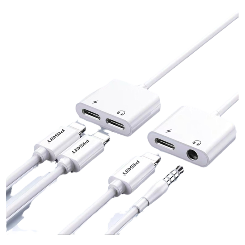 品胜适用苹果12耳机转接头iPhone11pro手机转换器13充电听歌二合一XS数据MAX转接线8分线口lightning