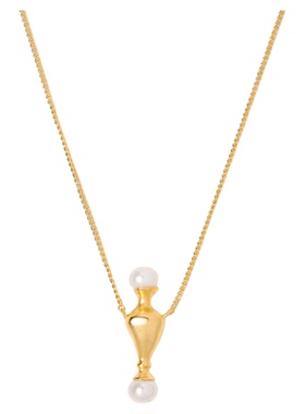 Wens「瓶」系列淡水珍珠细颈瓶金属项链女金银双色吊坠叠戴