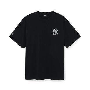 MLB官方 男女情侣复古印花潮流背标短袖百搭T恤夏季新款TSB63