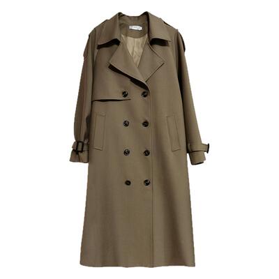 高级感长款卡其色风衣大码女装