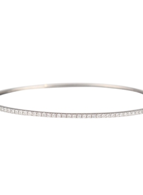 中古95新半圈钻石手镯K18白金19cm