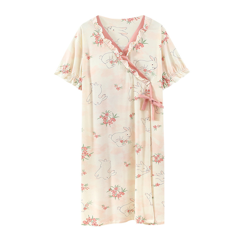 夏季待产裙带胸垫孕妇睡衣月子服夏薄款产后产妇莫代尔哺乳连衣裙