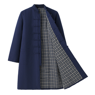 唐装棉袄中式冬季棉衣外套男冬装中国风长款过膝加厚复古盘扣棉服