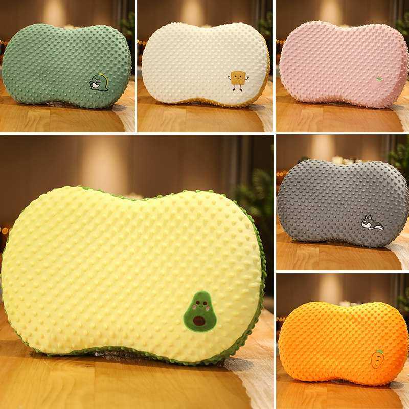 可爱豆豆绒肚皮枕头记忆棉女生床上单人枕睡觉抱枕办公室午睡神器