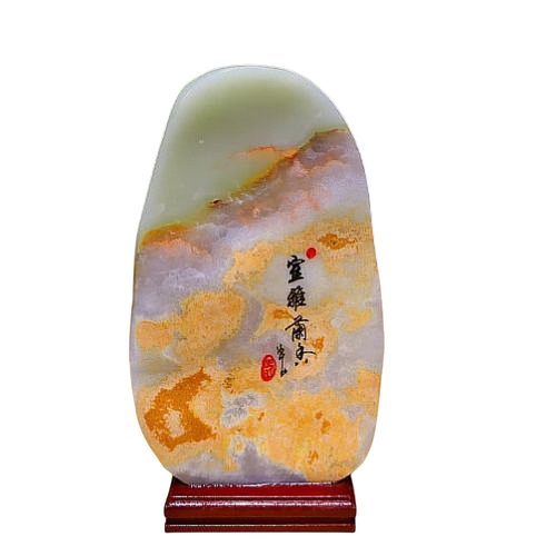 包邮正品  精品阿富汗玉原石打磨石头 天然玉石  奇石摆件送底座