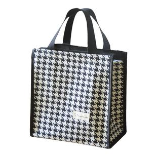 帆布千鸟格饭盒袋子手提包学生专用便当包保温袋大容量上班族饭袋