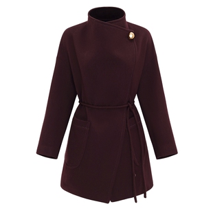 IDPAN安可拉红静奢风羊毛外套气质显贵中长款大衣2025冬季新款