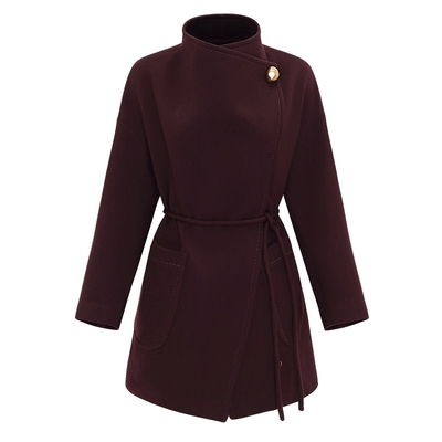 IDPAN安可拉红静奢风羊毛外套气质显贵中长款大衣2025冬季新款