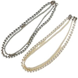 清仓！可拆分经典灰白珍珠8字扣大小双层项链高档轻奢小众毛衣链