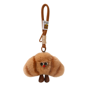 FNDOII獭兔毛牛角包可颂碱水面包车钥匙扣毛绒公仔包包挂件包挂饰