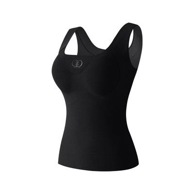 无痕保暖背心女士加绒加厚胖大码内衣一体带胸垫打底冬季德绒羊绒