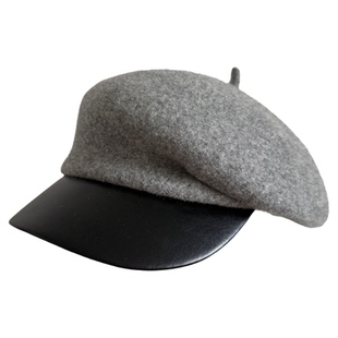 法式黑白色贝雷帽子女秋冬季保暖显脸小八角帽英伦复古报童画家帽