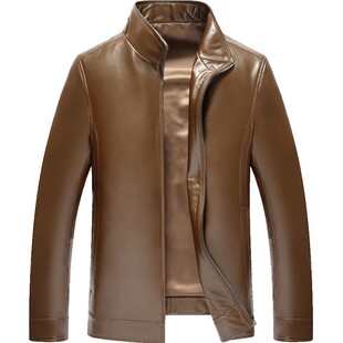 兽王男士皮衣真皮羽绒服男立领皮夹克绵羊皮冬季海宁中年男装外套