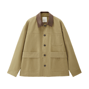 设计师款佐丹奴巴恩风夹克男装拼接翻领工装口袋棉衣外套18075706