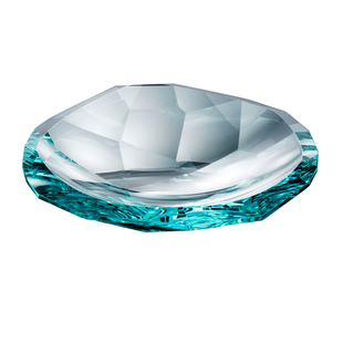 K9创意蓝色水晶玻璃水果盘轻奢客厅家用糖果干果盘家居收纳摆件