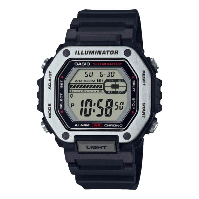 CASIO/卡西欧运动百搭双时间显示防水方块电子表MWD-110H-8B