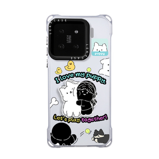 和小狗贴贴~适用小米15手机壳带挂绳苹果16手腕iphone17promax四角防摔13支架小米17手提14带子短款pura70