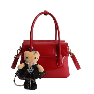 红色包包女款2026新款潮时尚高级感轻奢小众手提包单肩斜挎包女包