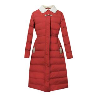 纻衣复古温婉羽绒棉服女2026冬新品红色盘扣拼接棉衣加厚长款外套
