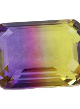 长方形倒角合成西瓜碧玺玻璃 紫黄金双色宝石戒指主石DIY补钻BX11