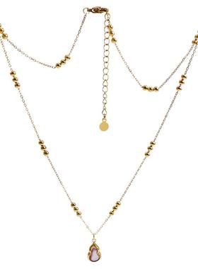 时尚气质粉紫色葫芦钛钢项链颈链