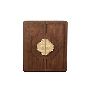 木久实木黄金饰品收纳盒带锁轻奢高档首饰盒结婚新婚生日礼物双喜