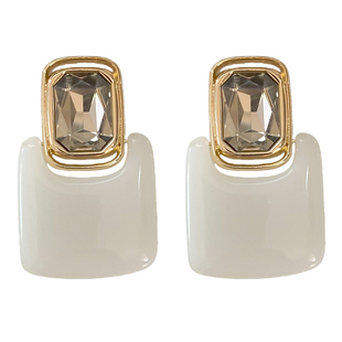 超好看独特漂亮耳钉欧美夸张黑白色方块造型视觉系大耳环耳饰耳夹