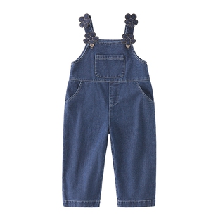 背带裤女宝宝2025女童春秋牛仔裤大童秋季直筒长裤时髦儿童秋装女
