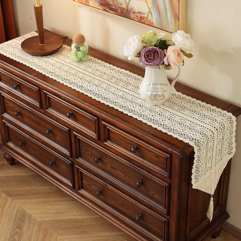 横岗美式乡村手工勾织桌茶几棉麻条桌巾旗文艺批发桌布旗茶席巾桌