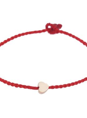 本命年爱心红绳编制甜美风手链