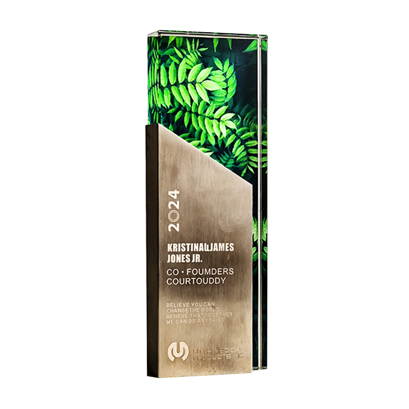 2024新款創(chuàng)意金屬水晶獎杯定制定做彩印公司年會優(yōu)秀員工紀念品